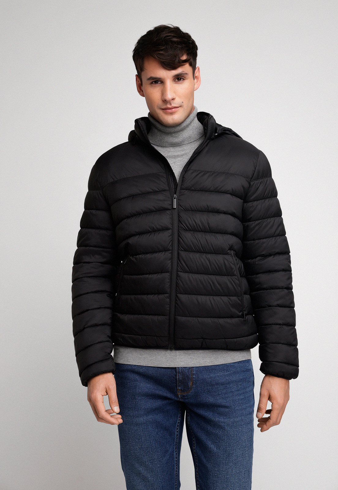 PARKA LIGERA ACOLCHADA NEGRA PERRY ELLIS - 1