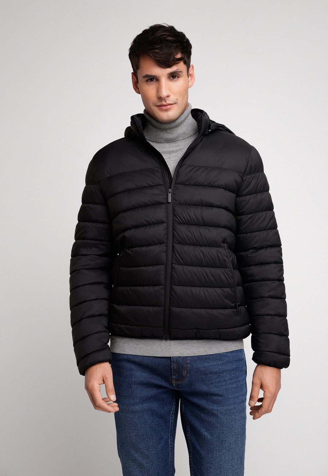 PARKA LIGERA ACOLCHADA NEGRA PERRY ELLIS - 1
