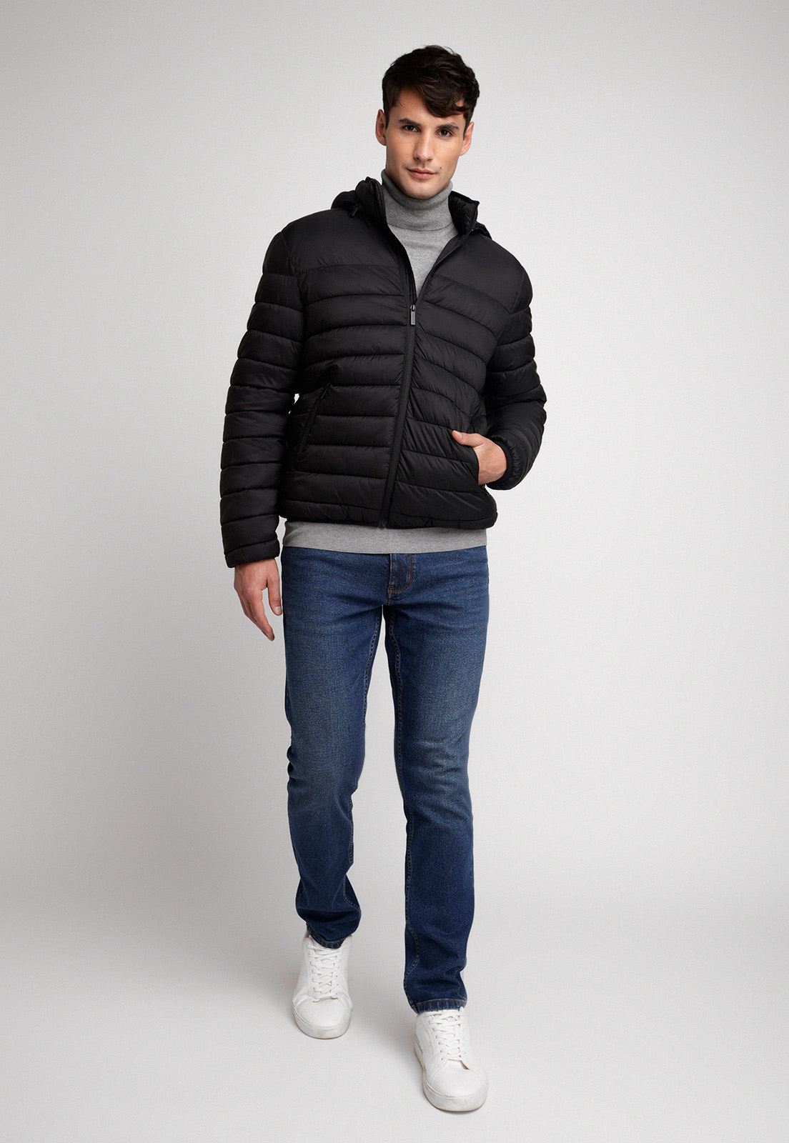 PARKA LIGERA ACOLCHADA NEGRA PERRY ELLIS - 4