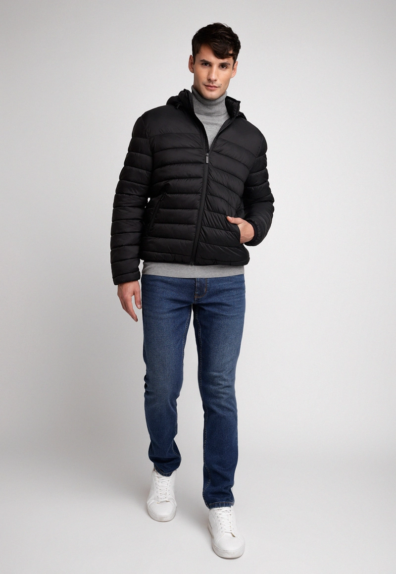 PARKA LIGERA ACOLCHADA NEGRA PERRY ELLIS - 4