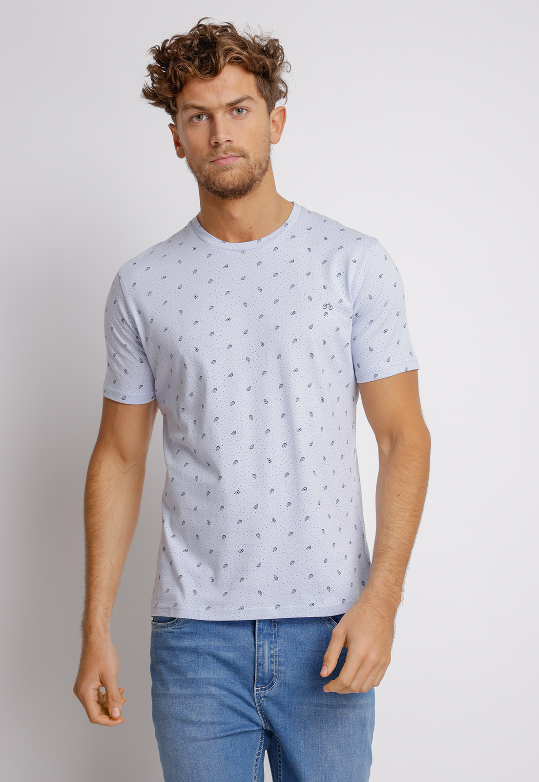 POLERA HOMBRE SLIM FIT MIQUELE ALGODON CELESTE - 1