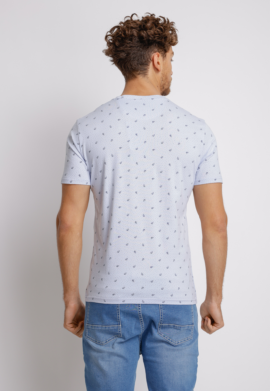 POLERA HOMBRE SLIM FIT MIQUELE ALGODON CELESTE - 2