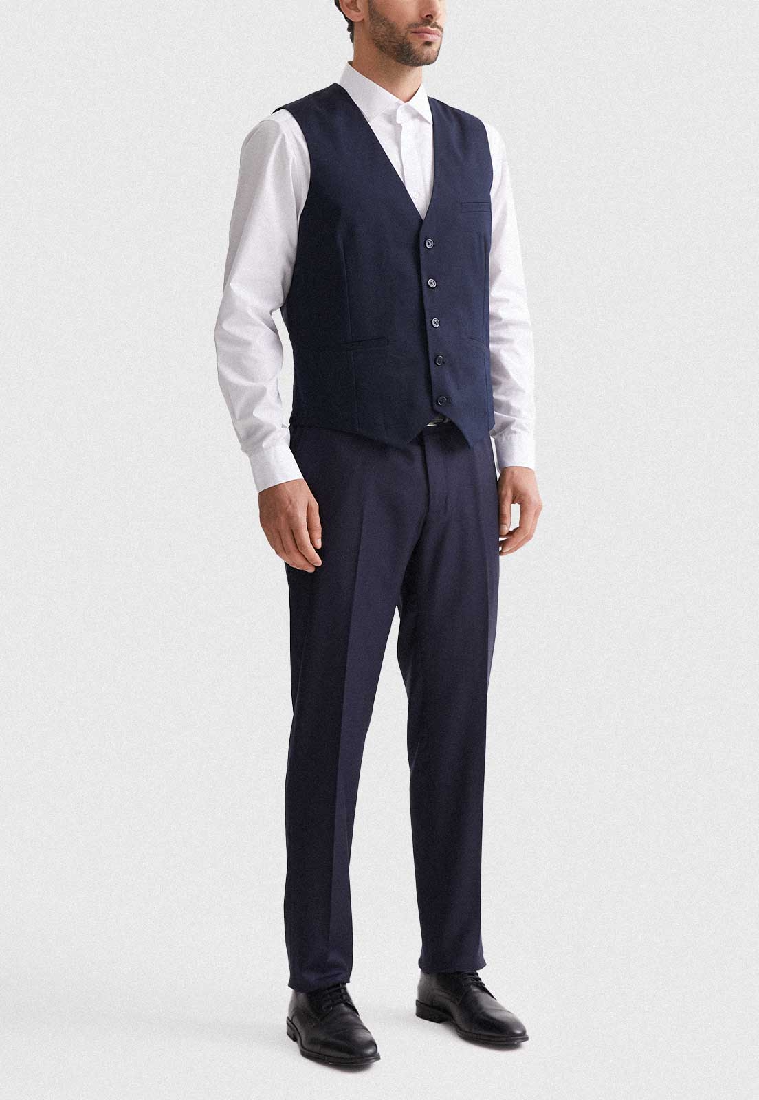 GILET FORMAL HOMBRE REGULAR TWILL AZUL MARINO - 3