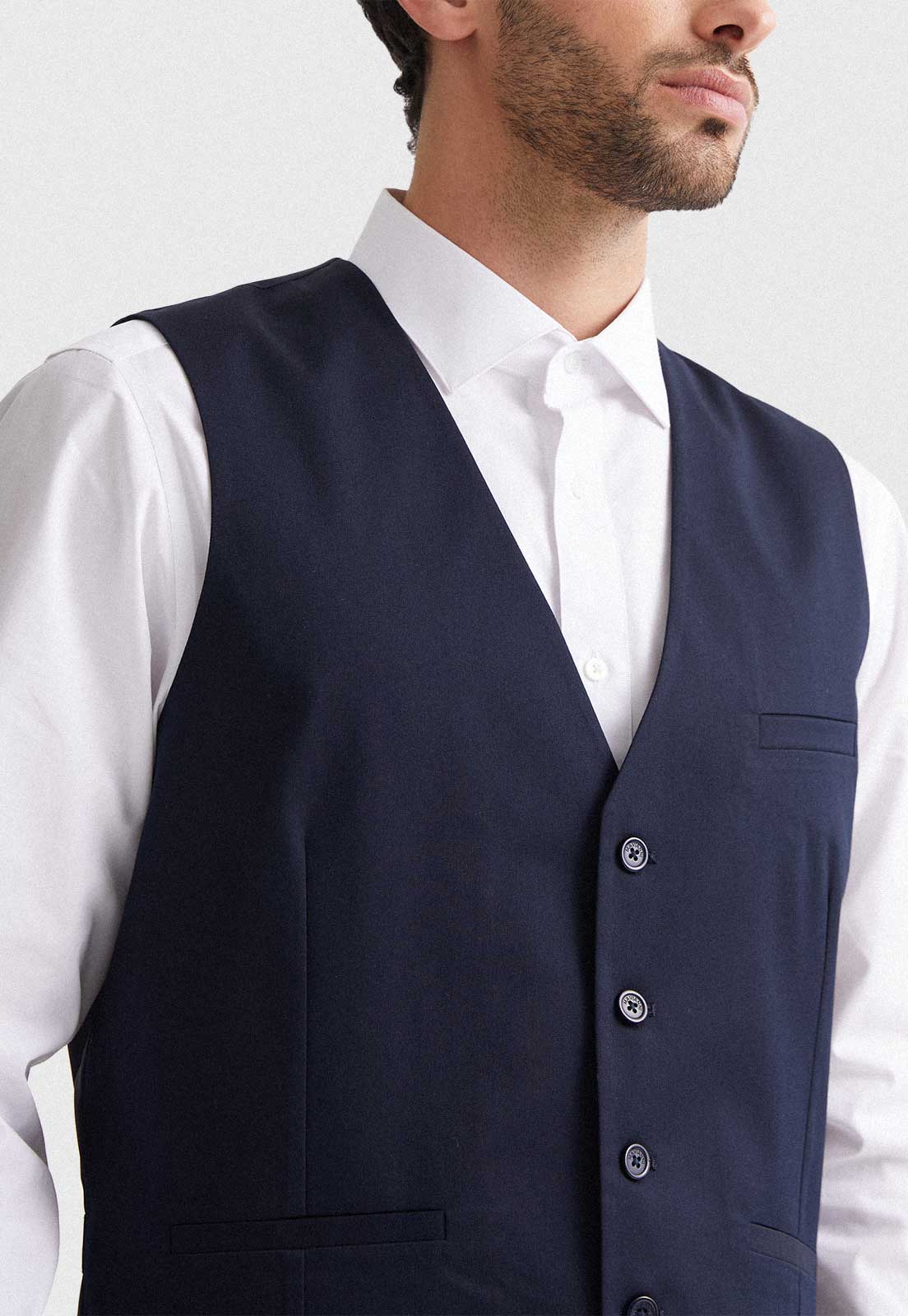 GILET FORMAL HOMBRE REGULAR TWILL AZUL MARINO - 4