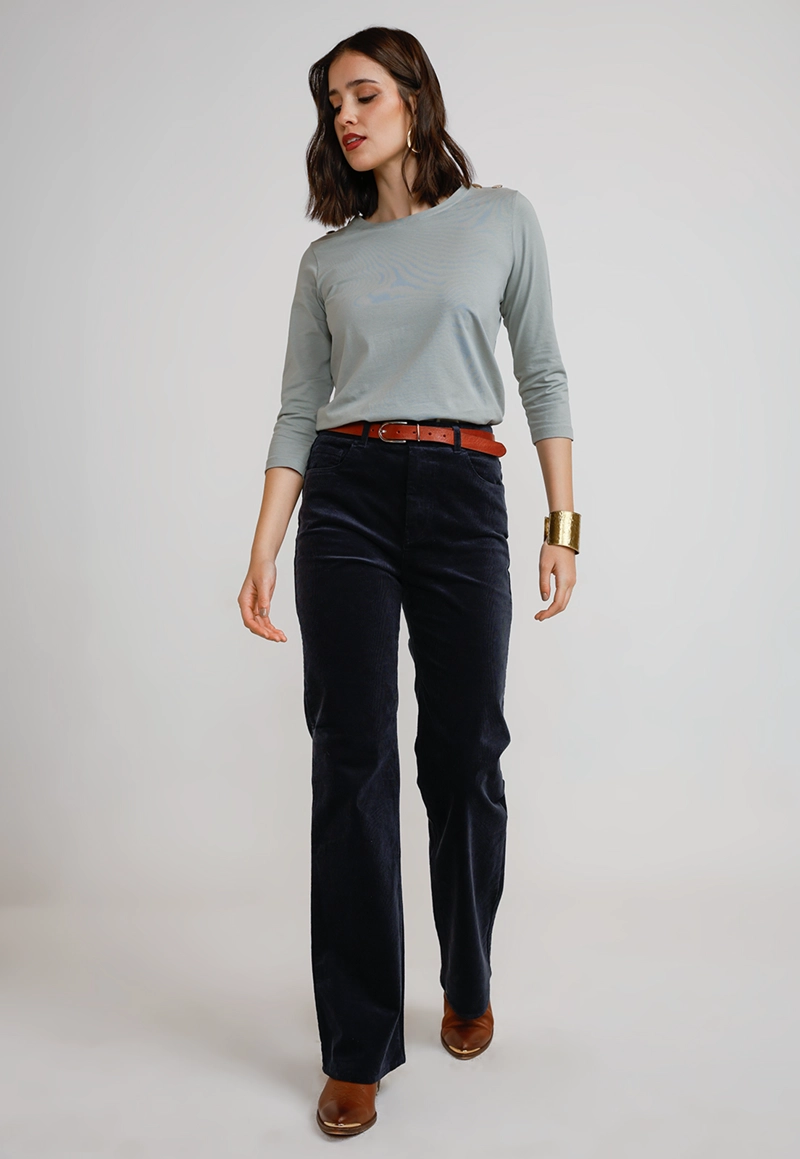 PANTALÓN ALGODÓN MUJER CANADIENNE AZUL MARINO ISHANG - 4