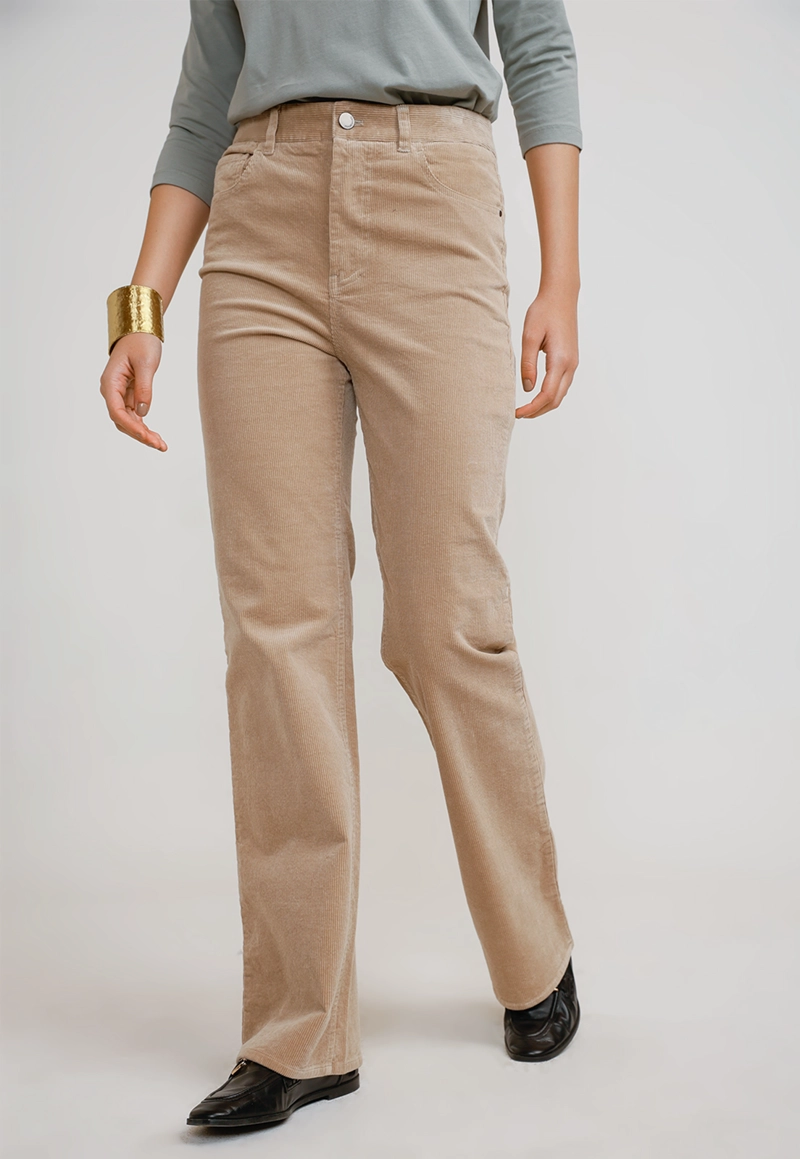 PANTALÓN ALGODÓN MUJER CANADIENNE BEIGE ISHANG - 1