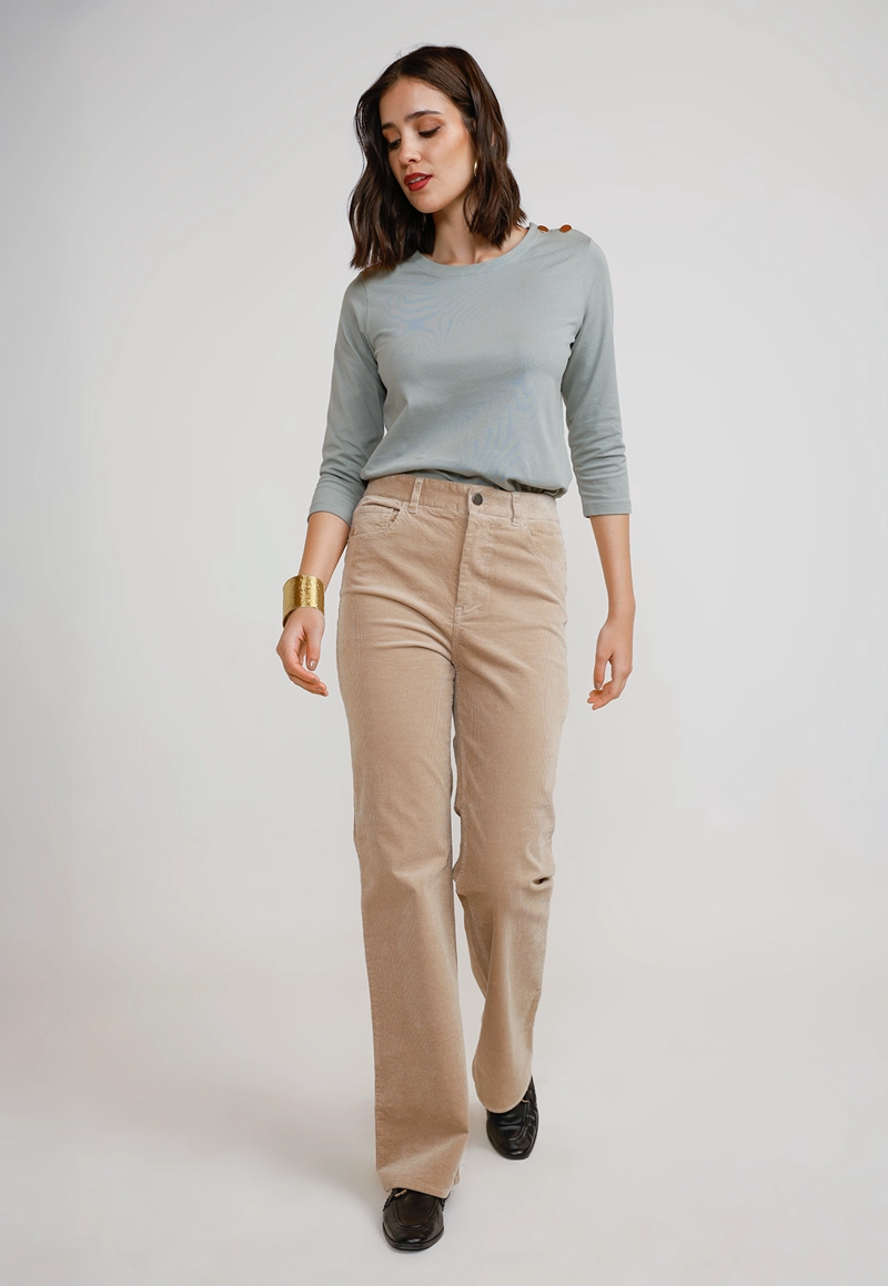 PANTALÓN ALGODÓN MUJER CANADIENNE BEIGE ISHANG - 4