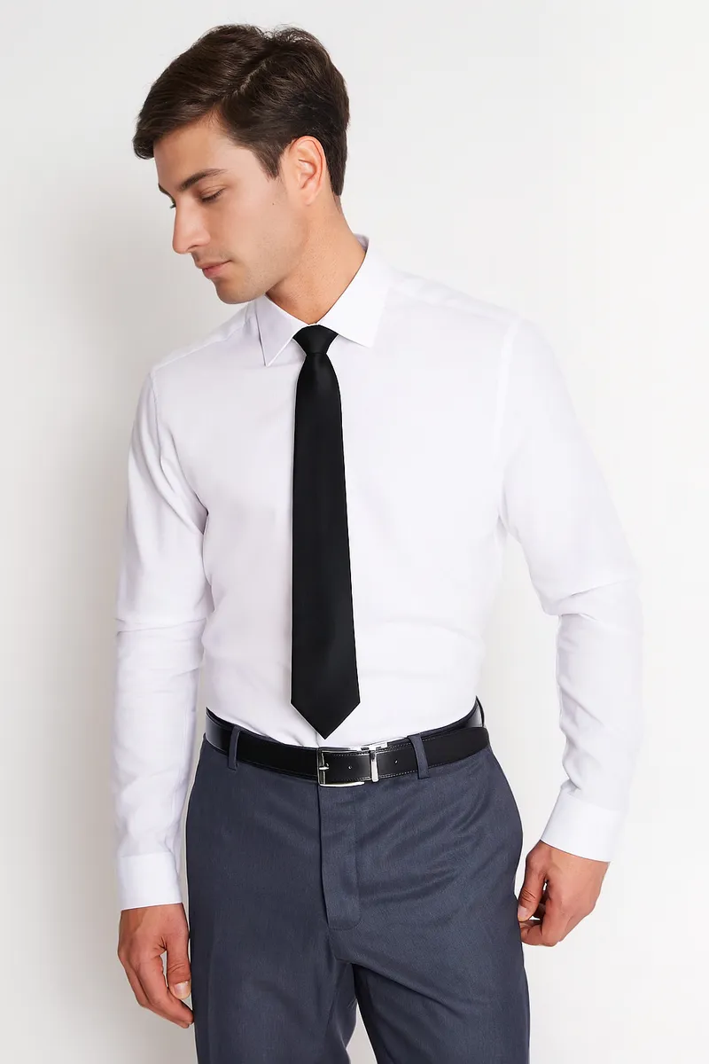 CAMISA FORMAL COLECCION SLIM DOBBY BLANCO - 1