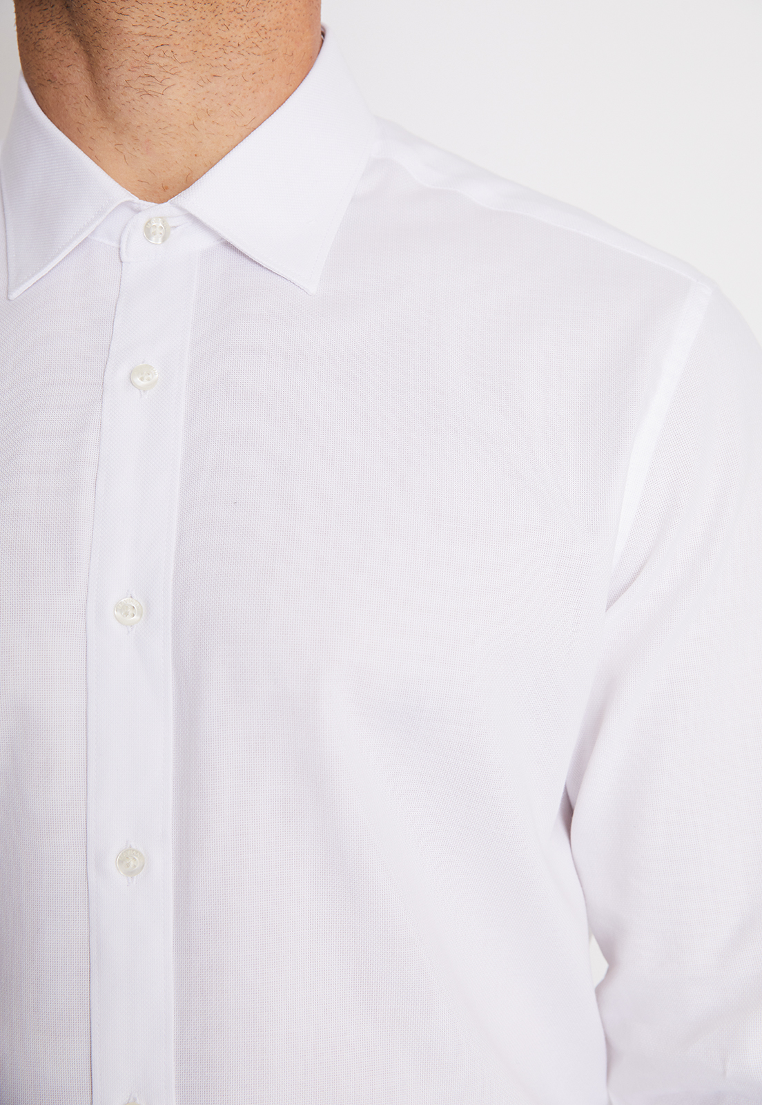 CAMISA FORMAL COLECCION SLIM DOBBY BLANCO - 3