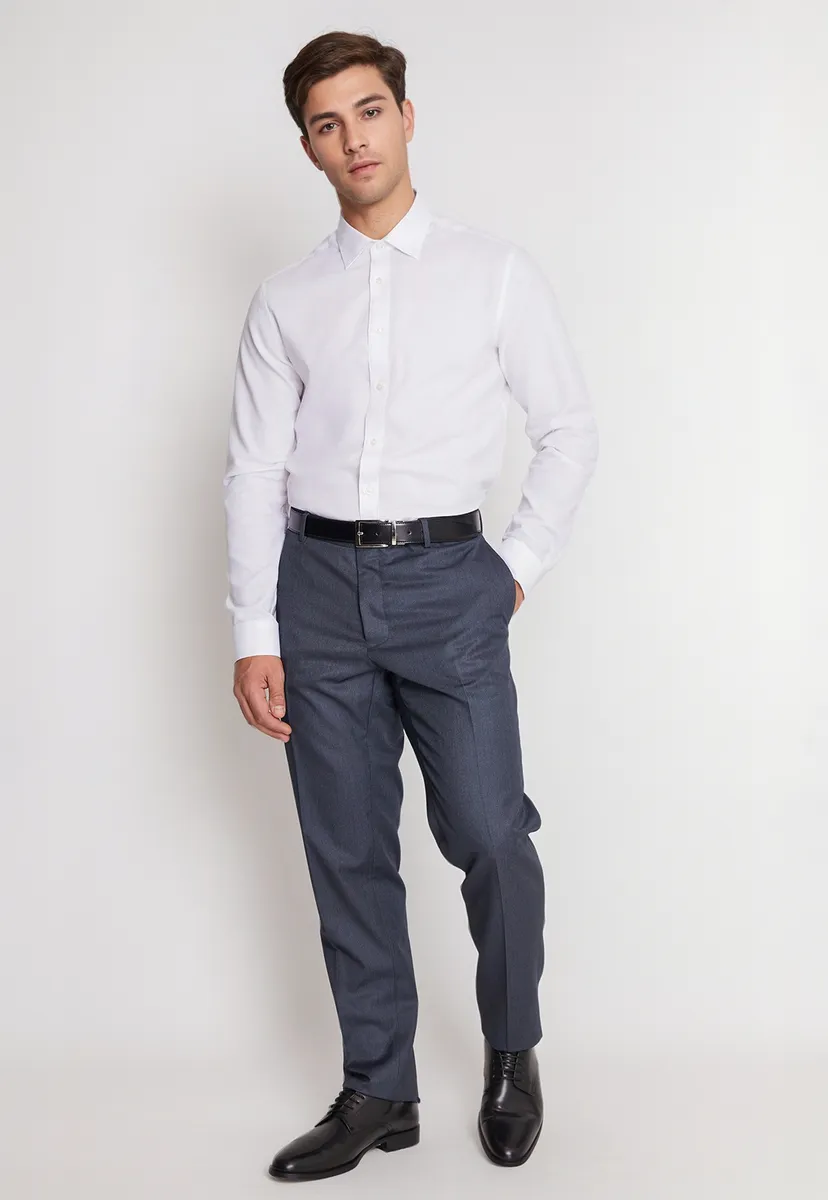 CAMISA FORMAL COLECCION SLIM DOBBY BLANCO - 4