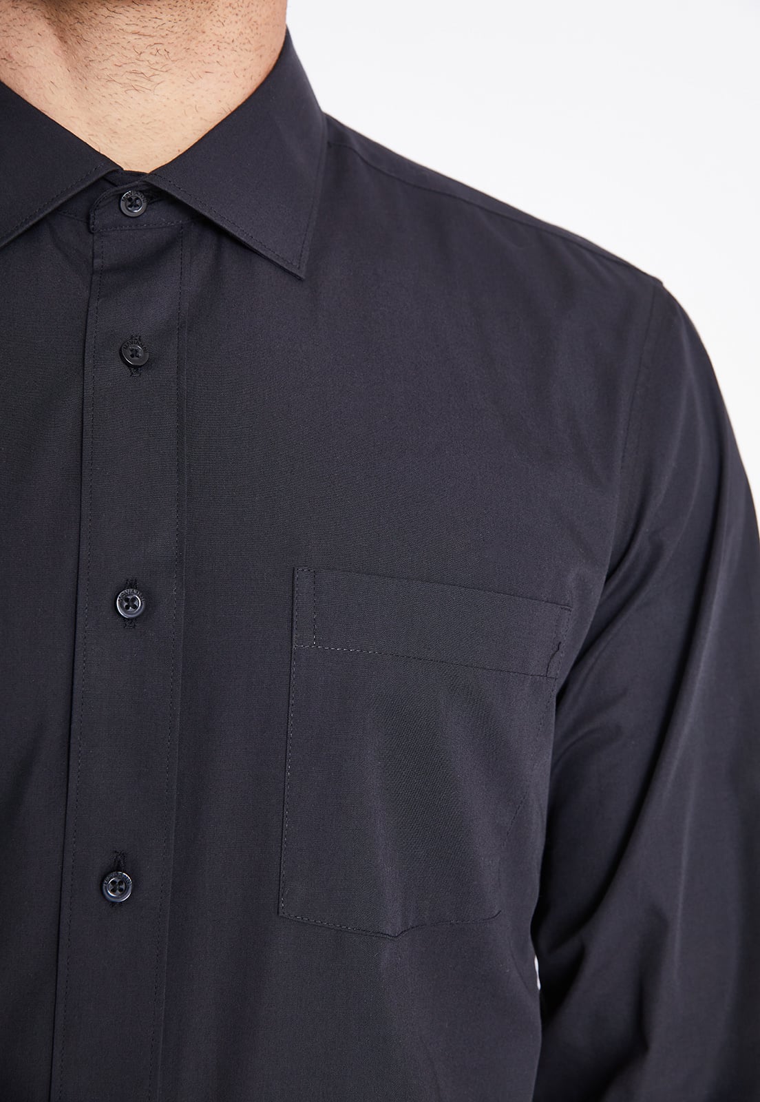 CAMISA FORMAL HOMBRE REGULAR POPLIN NEGRO - 3