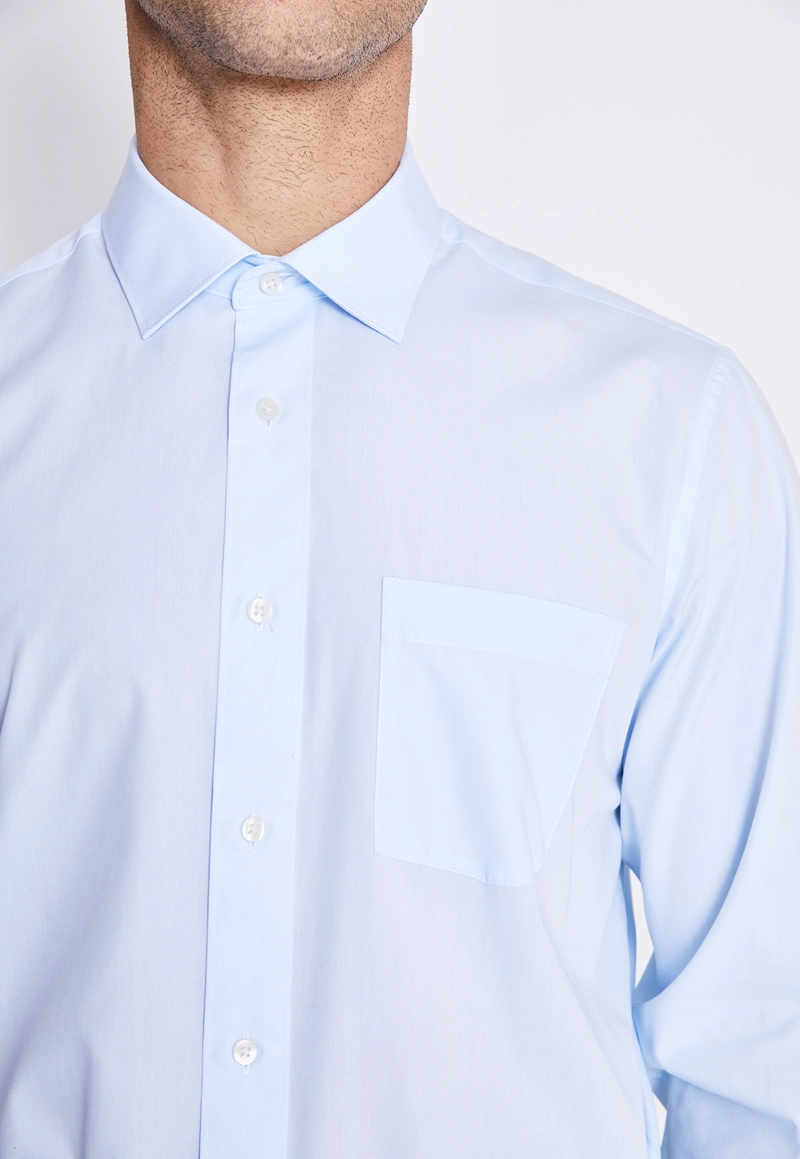 CAMISA FORMAL HOMBRE REGULAR POPLIN CELESTE - 3