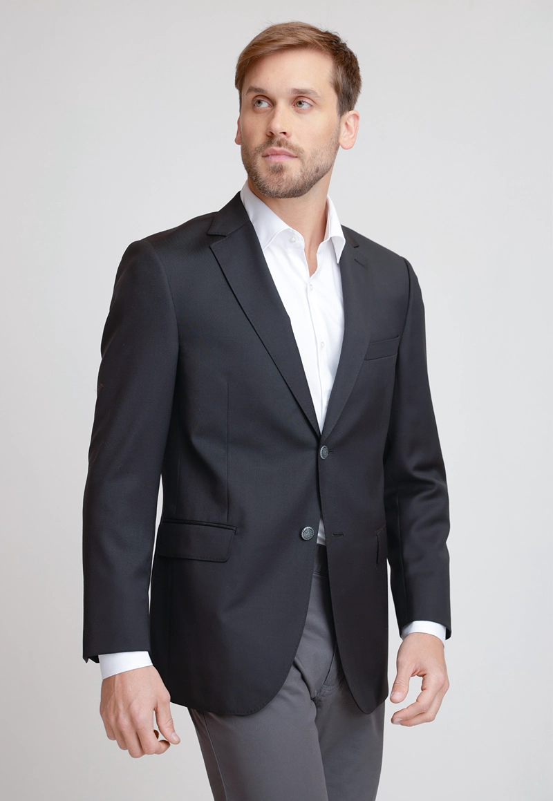 CHAQUETA FORMAL HOMBRE LANA S100'S LISO SLIM MIX&COLOR NEGRO - 1