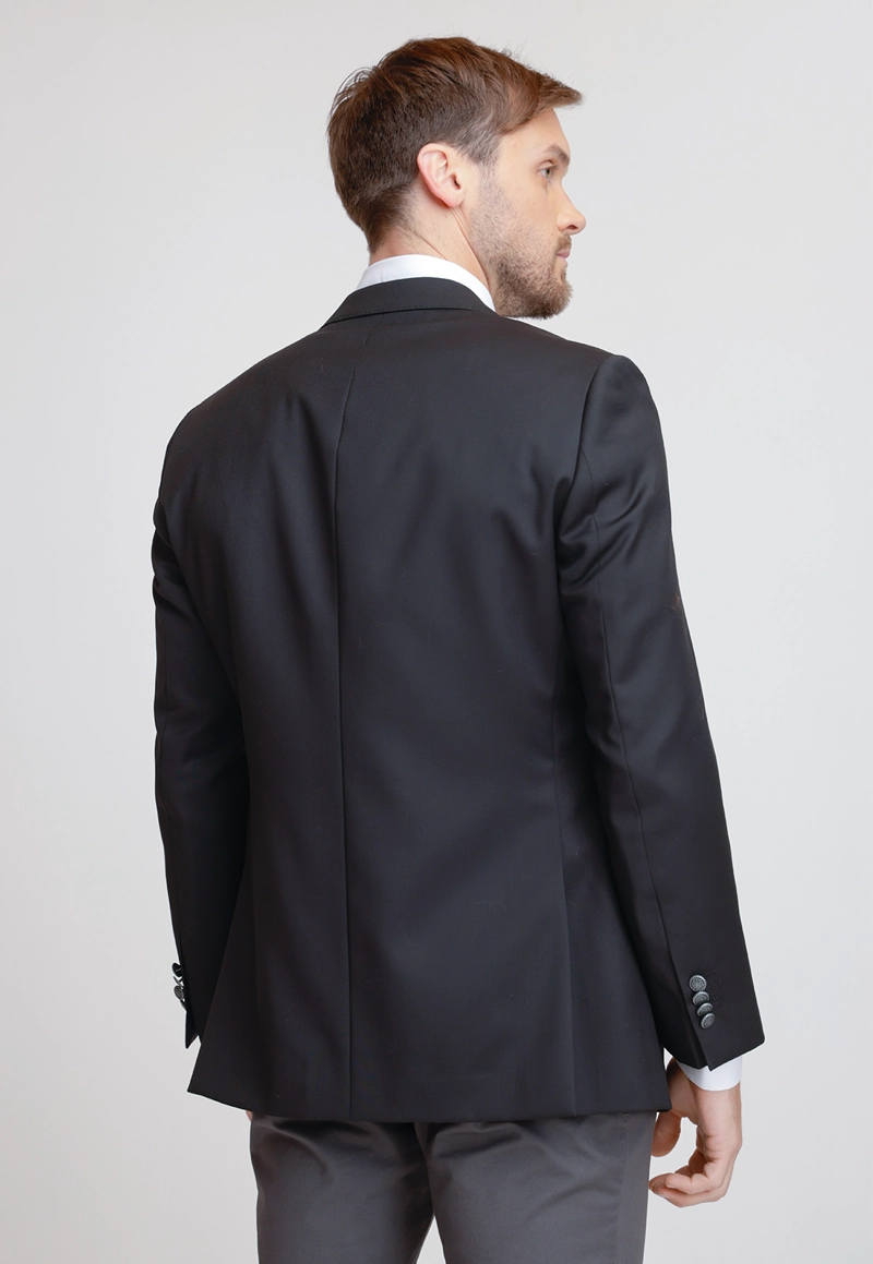 CHAQUETA FORMAL HOMBRE LANA S100'S LISO SLIM MIX&COLOR NEGRO - 2