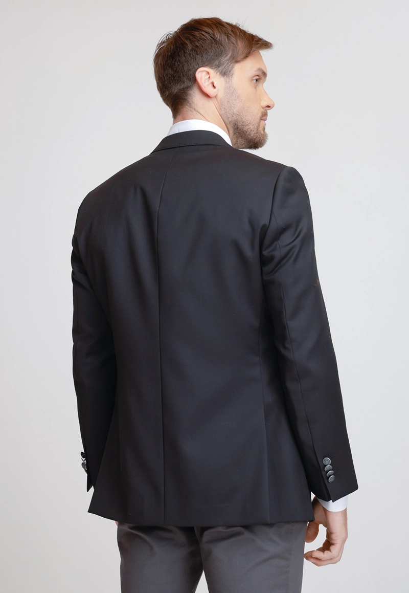 CHAQUETA FORMAL HOMBRE LANA S100'S LISO SLIM MIX&COLOR NEGRO - 2