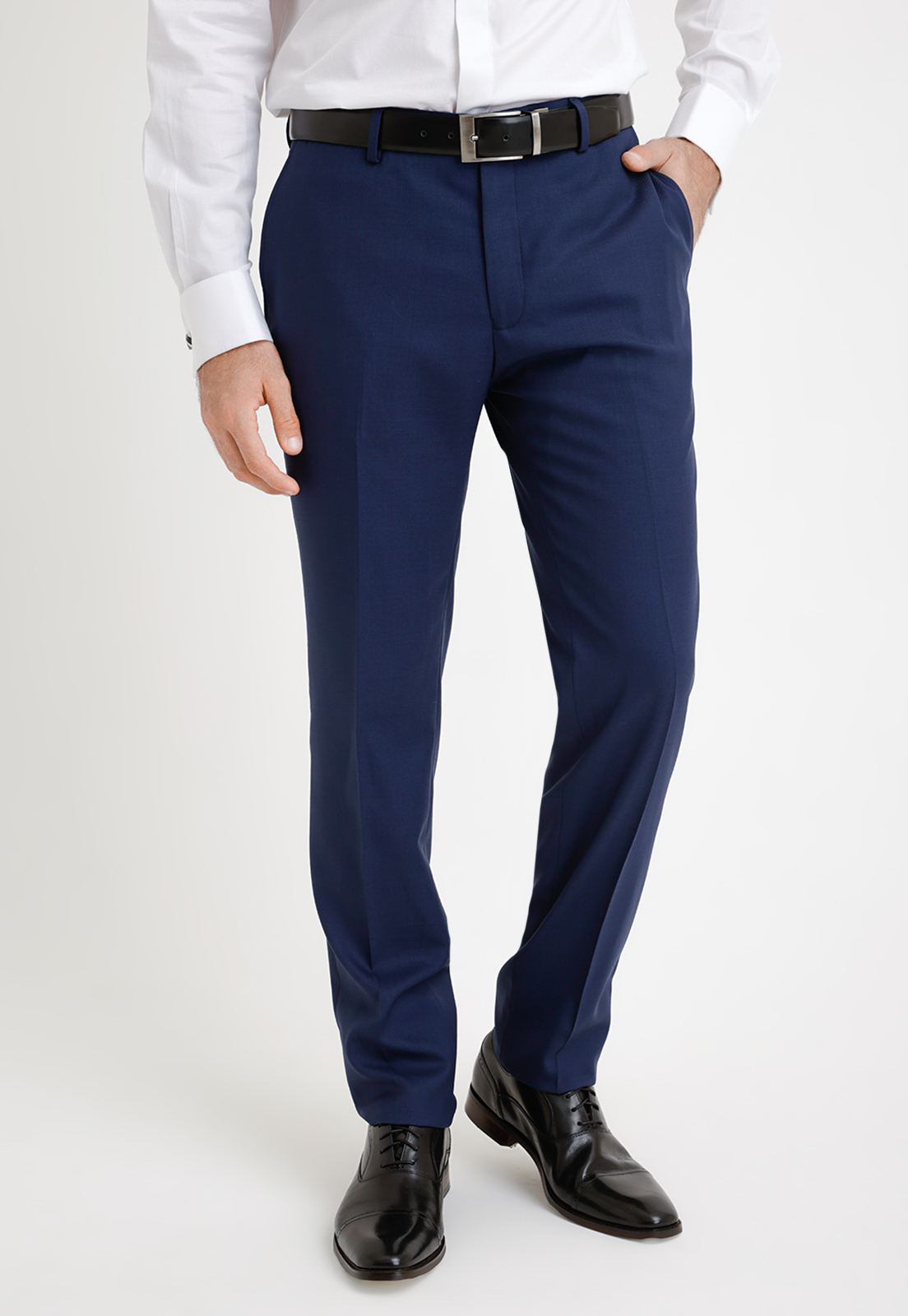 PANTALON FORMAL HOMBRE LANA S100'S LISO SLIM PERFECT SUIT AZULINO - 1
