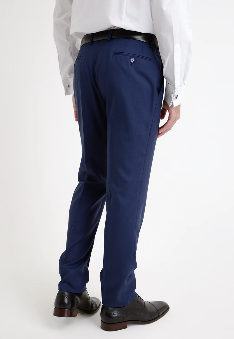 PANTALON FORMAL HOMBRE LANA S100'S LISO SLIM PERFECT SUIT AZULINO - 2