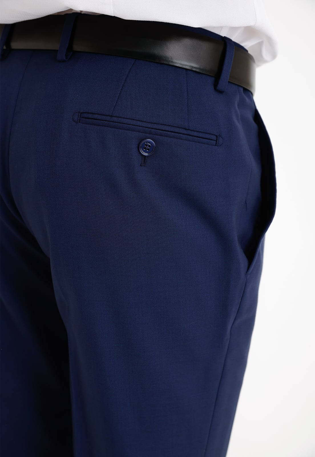 PANTALON FORMAL HOMBRE LANA S100'S LISO SLIM PERFECT SUIT AZULINO - 3