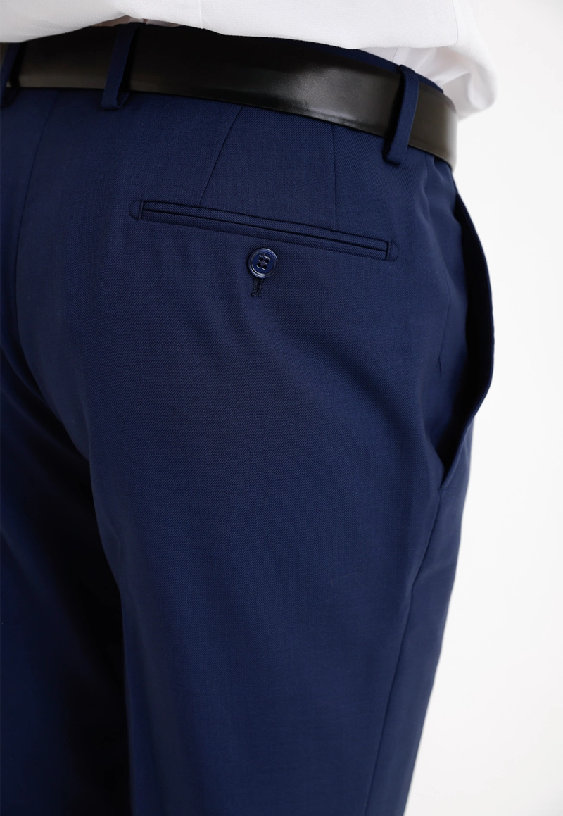 PANTALON FORMAL HOMBRE LANA S100'S LISO SLIM PERFECT SUIT AZULINO - 3