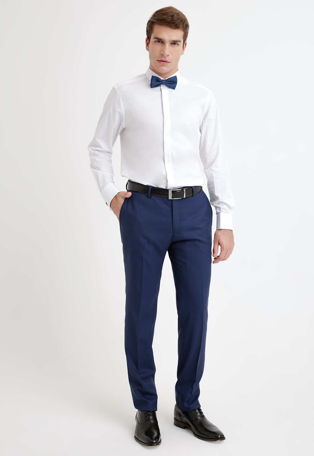 PANTALON FORMAL HOMBRE LANA S100'S LISO SLIM PERFECT SUIT AZULINO - 4
