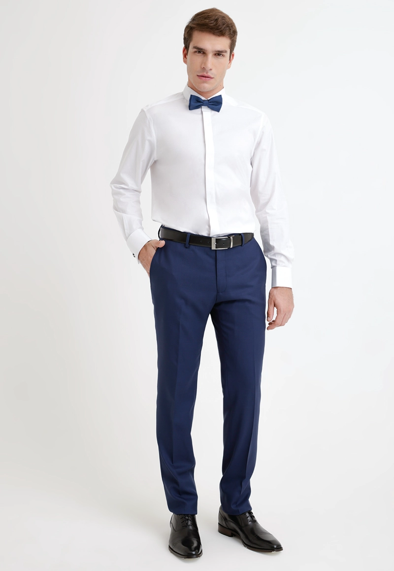 PANTALON FORMAL HOMBRE LANA S100'S LISO SLIM PERFECT SUIT AZULINO - 4