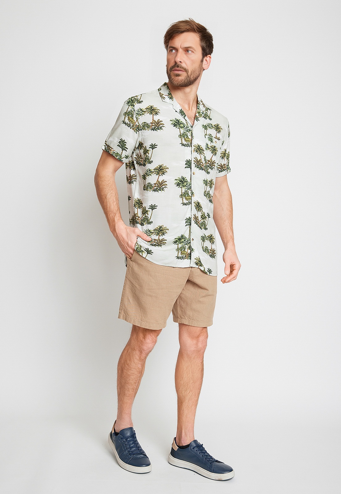 CAMISA HOMBRE VISCOSA ESTAMPADA RELAJADO BALTAZAR VERDE AGUA - 4