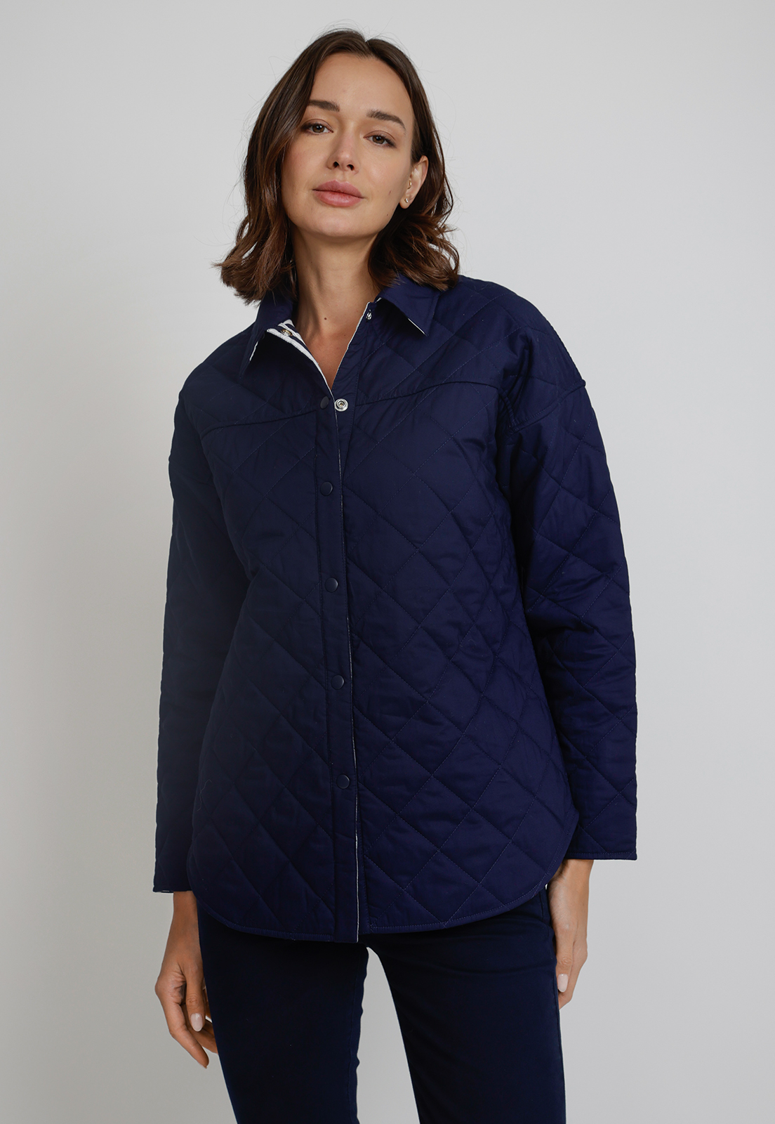 CHAQUETA REVERSIBLE DE MUJER LINES INDIGO - 1