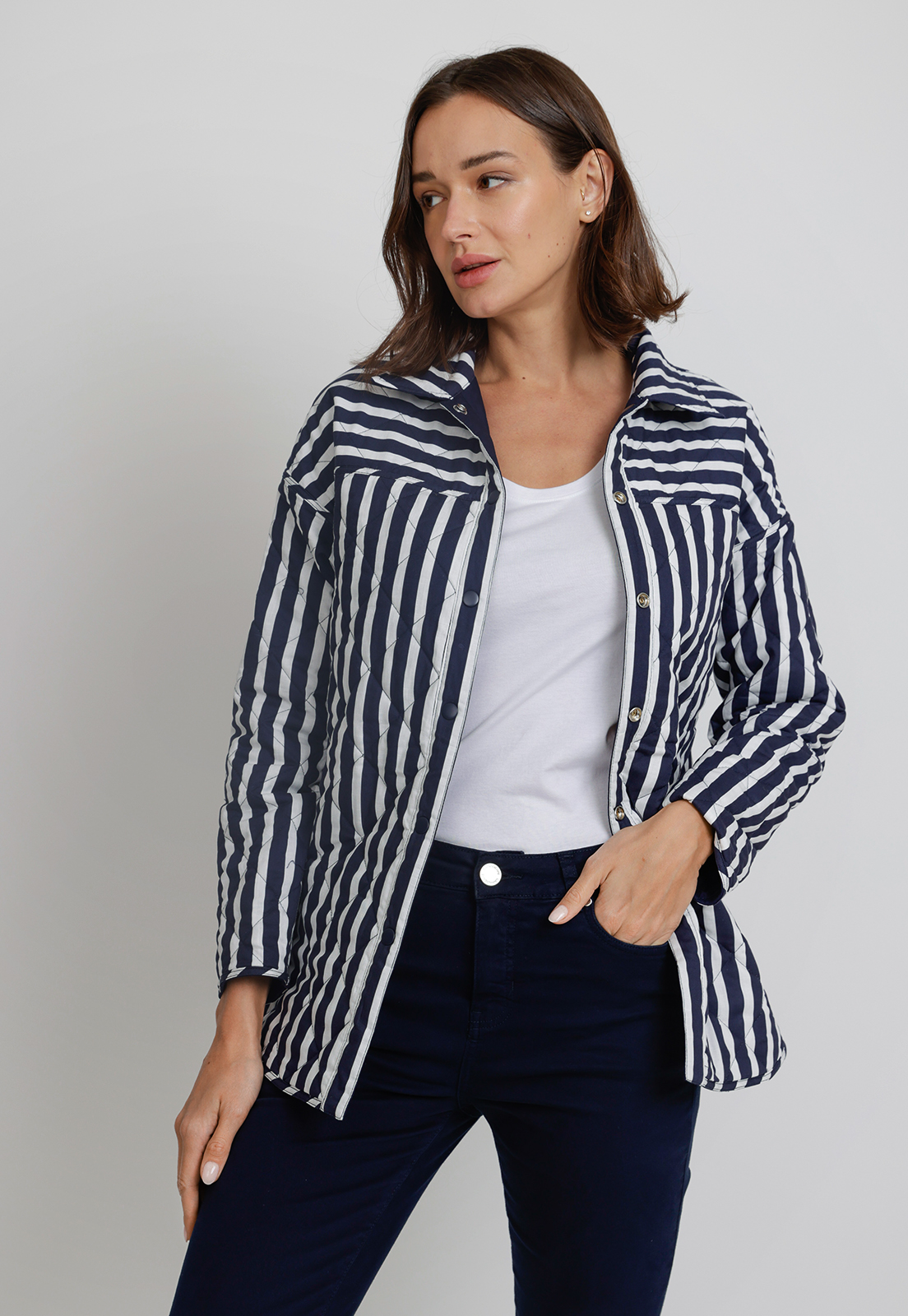 CHAQUETA REVERSIBLE DE MUJER LINES INDIGO - 2