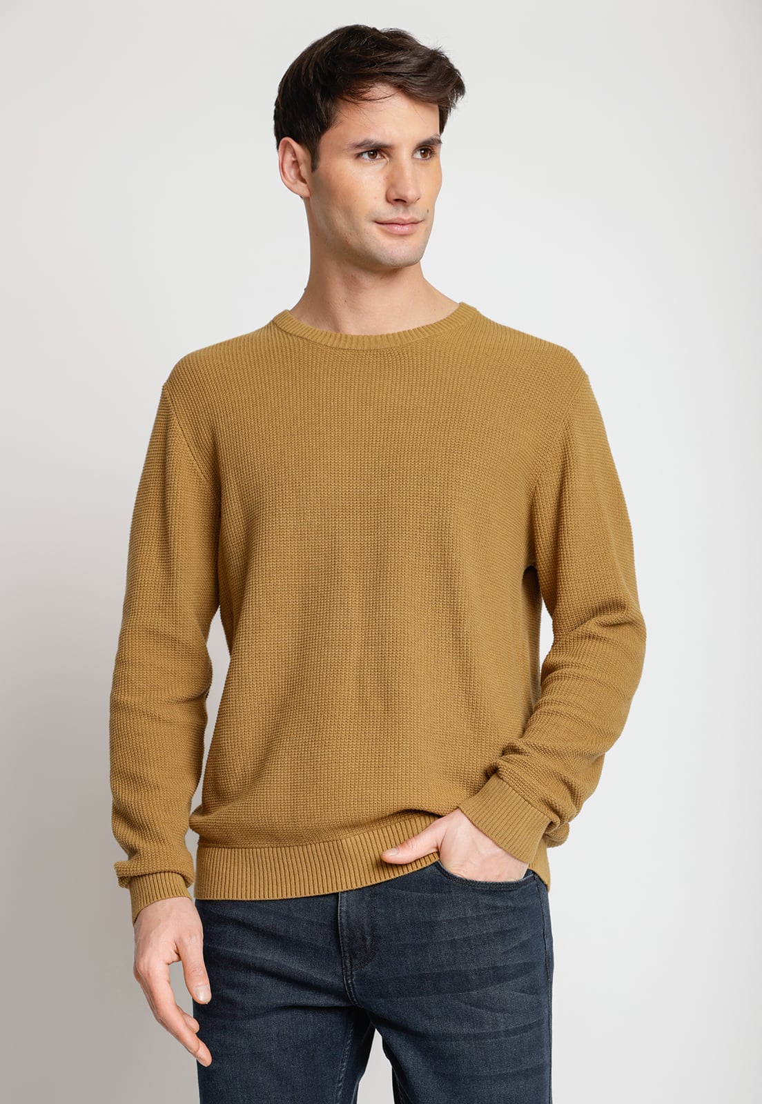 SWEATER HOMBRE CUELLO REDONDO KHAKI - 3