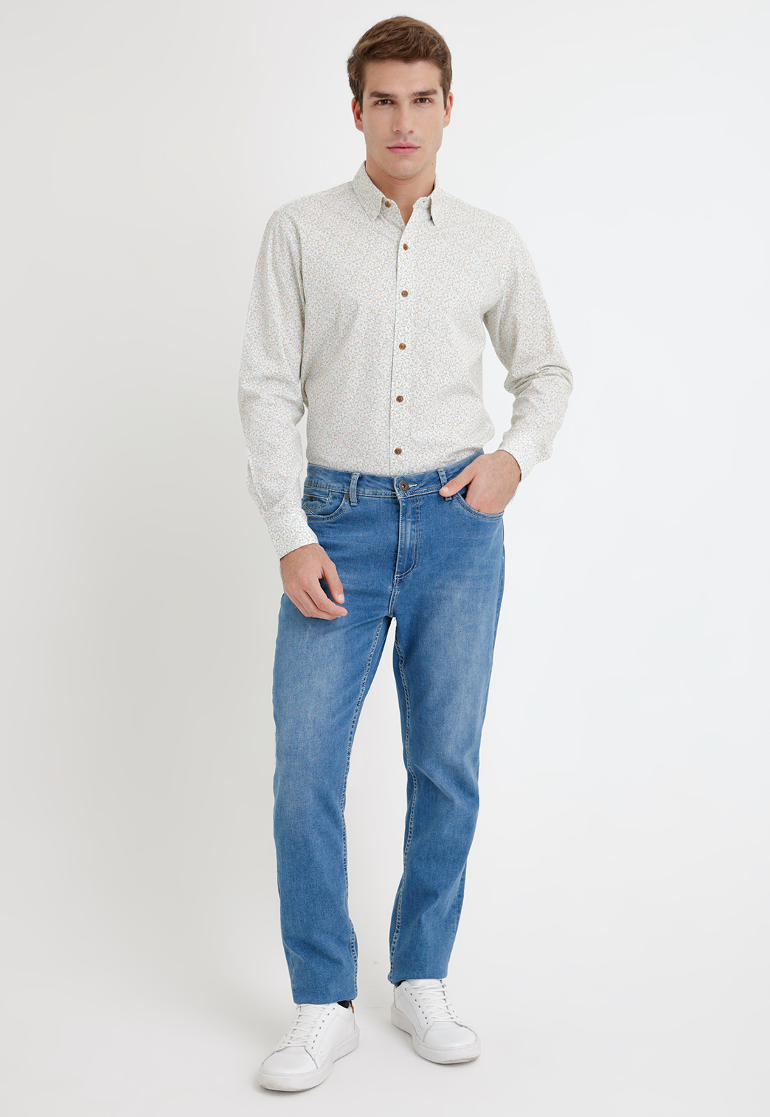 JEANS HOMBRE SLIM FIT NAMOR ALGODON CELESTE - 4