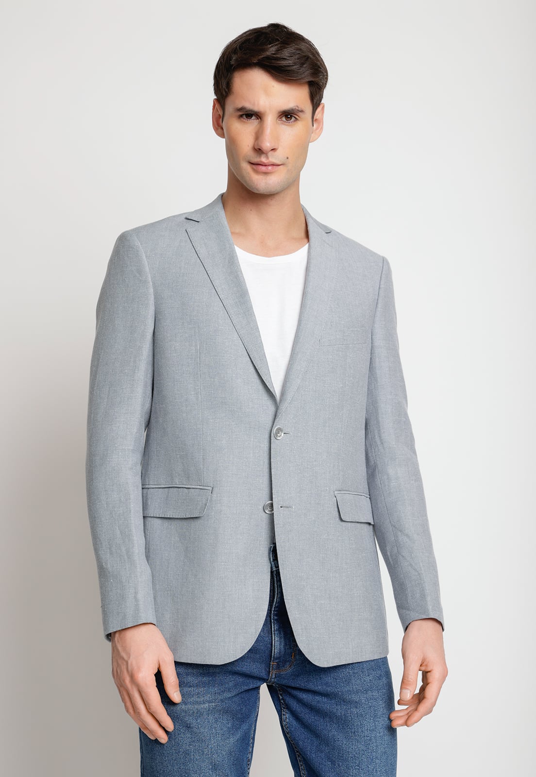 CHAQUETA HOMBRE CASUAL LINO GRIS CLARO - 1