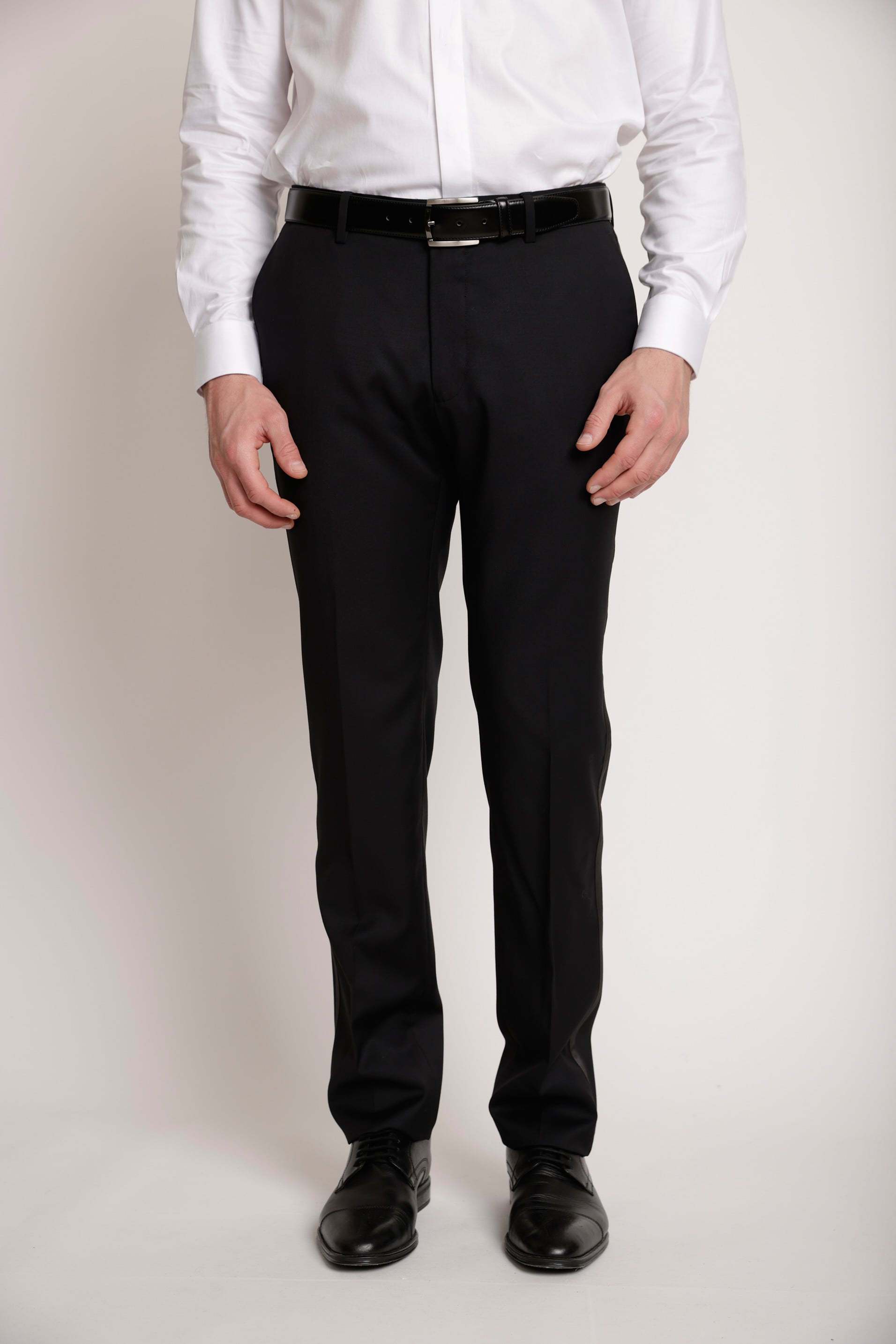PANTALON FORMAL HOMBRE LANA S100'S LISO SLIM SMOKING NEGRO - 1