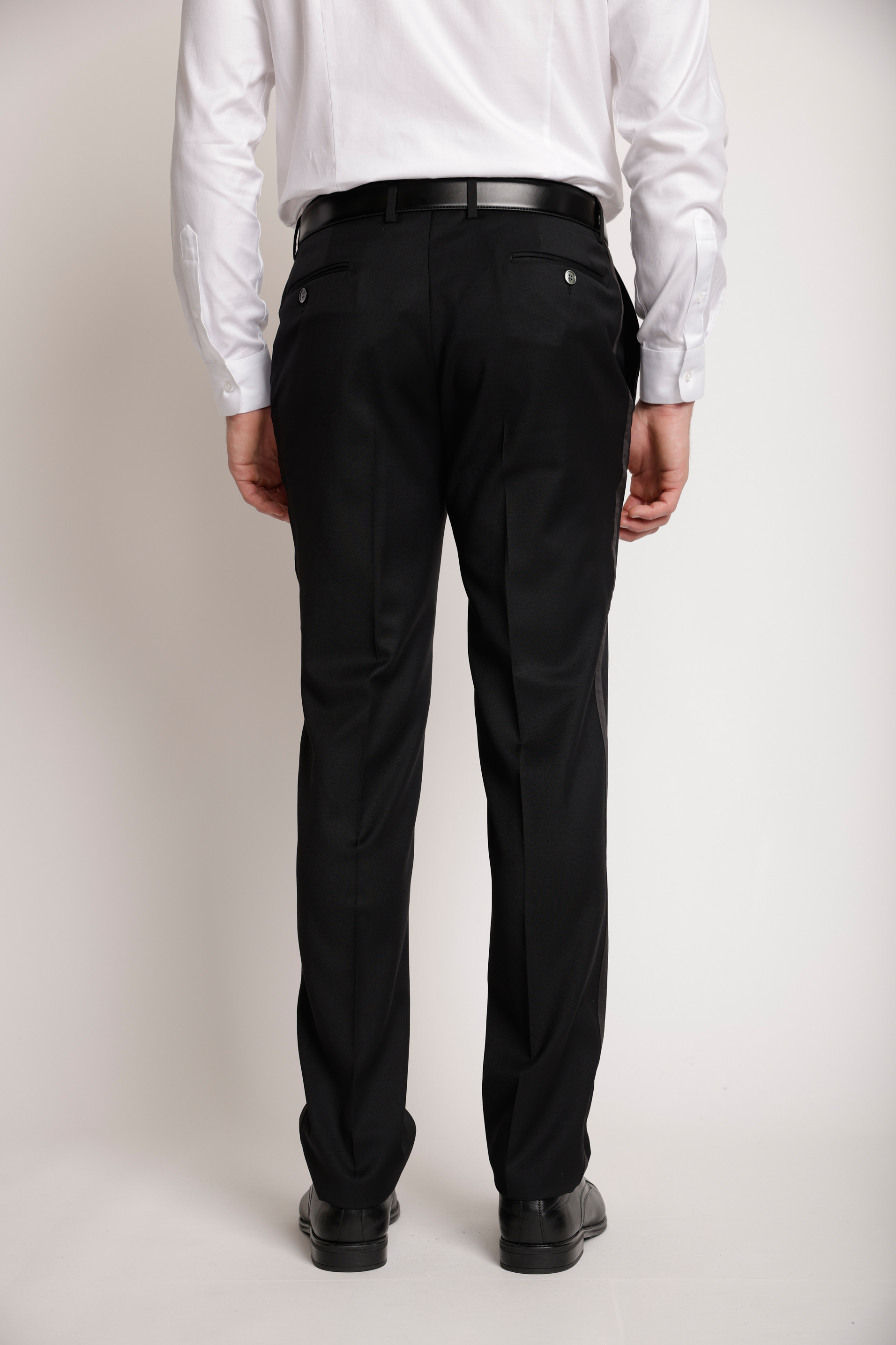 PANTALON FORMAL HOMBRE LANA S100'S LISO SLIM SMOKING NEGRO - 2