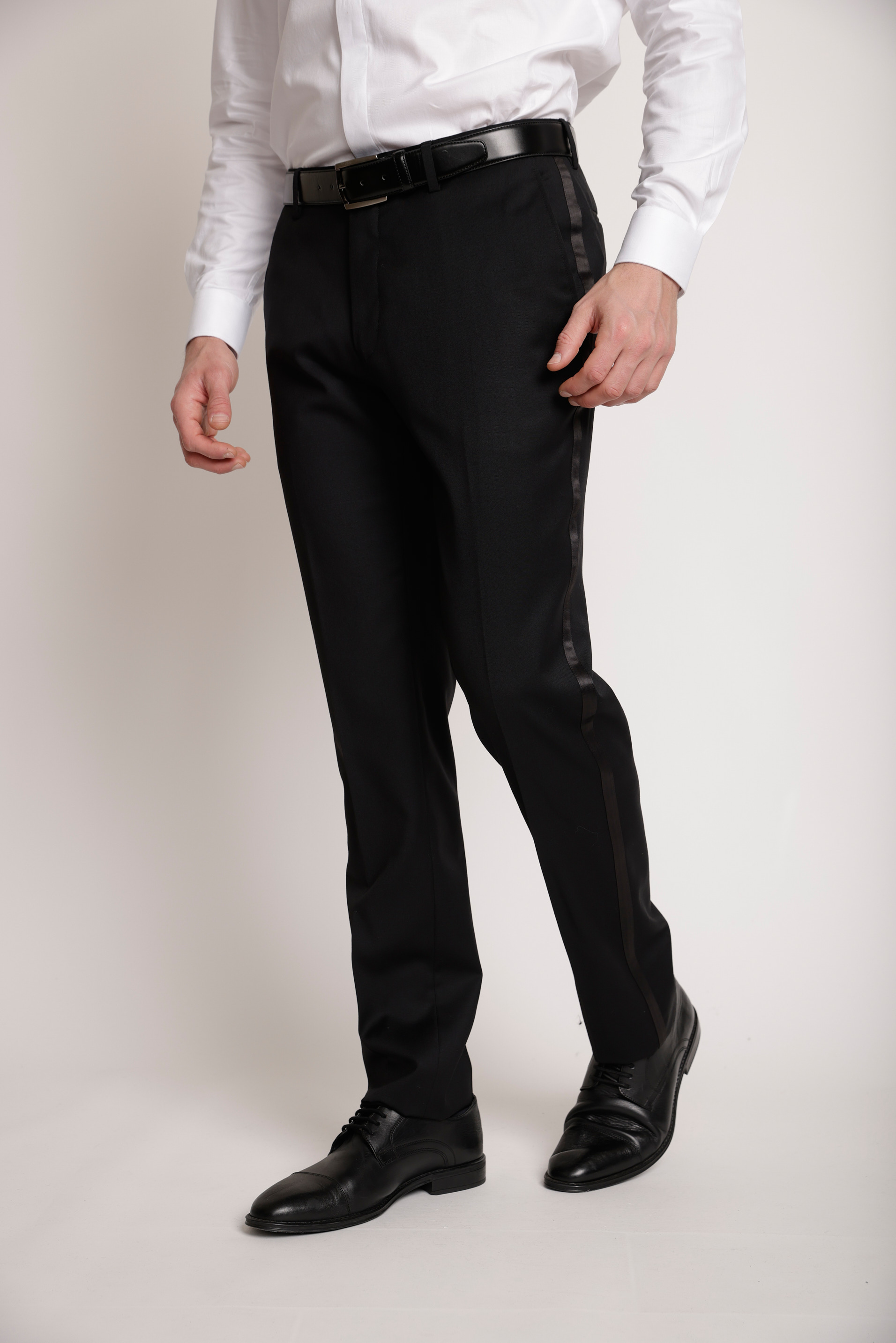 PANTALON FORMAL HOMBRE LANA S100'S LISO SLIM SMOKING NEGRO - 3