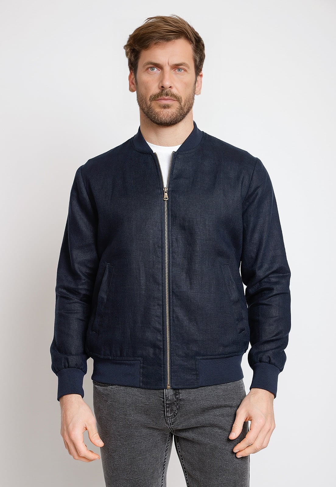 CHAQUETA HOMBRE LINO LISO SLIM TANAKA AZUL MARINO - 1
