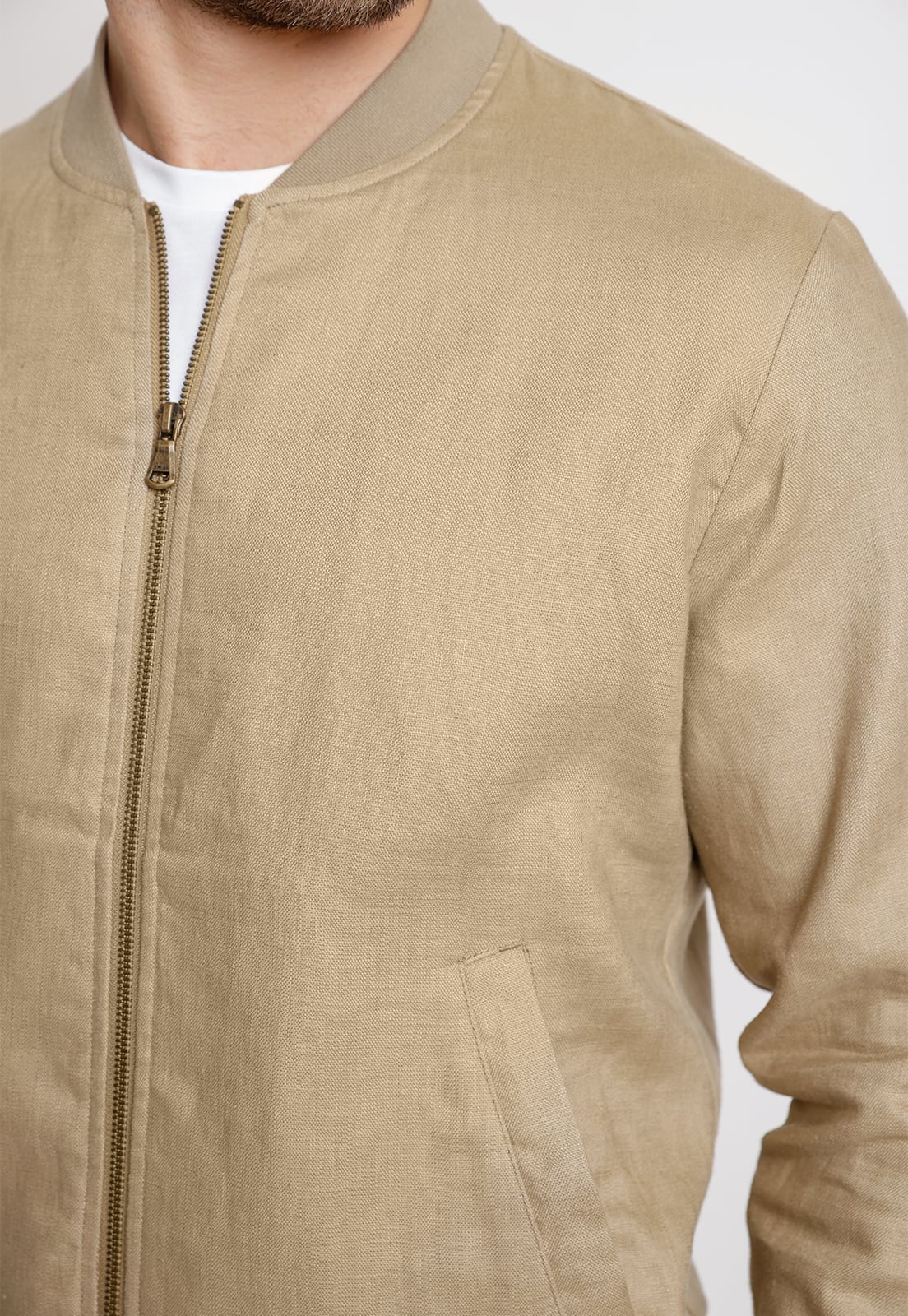 CHAQUETA HOMBRE LINO LISO SLIM TANAKA BEIGE - 3