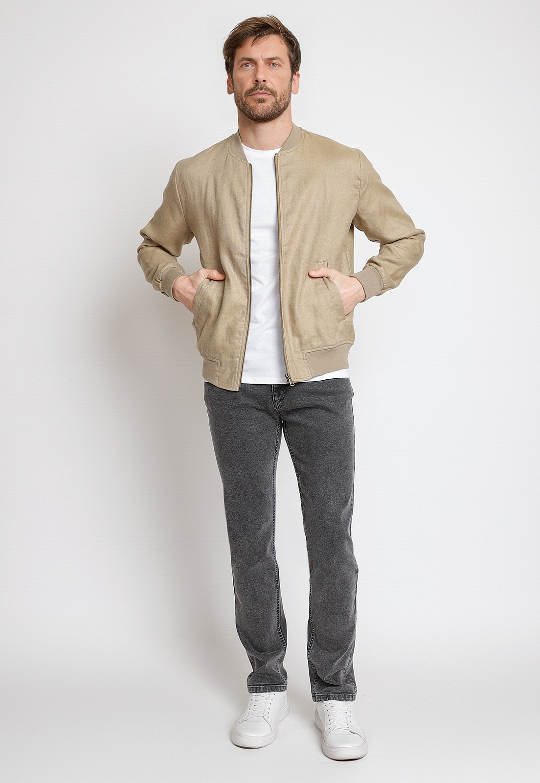 CHAQUETA HOMBRE LINO LISO SLIM TANAKA BEIGE - 4