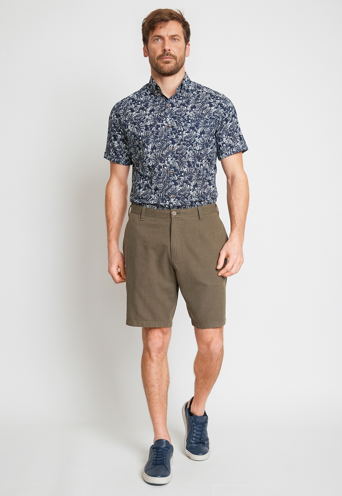 BERMUDA HOMBRE MEZCLA ALGODON LINO LISO SLIM VENUS VERDE - 4