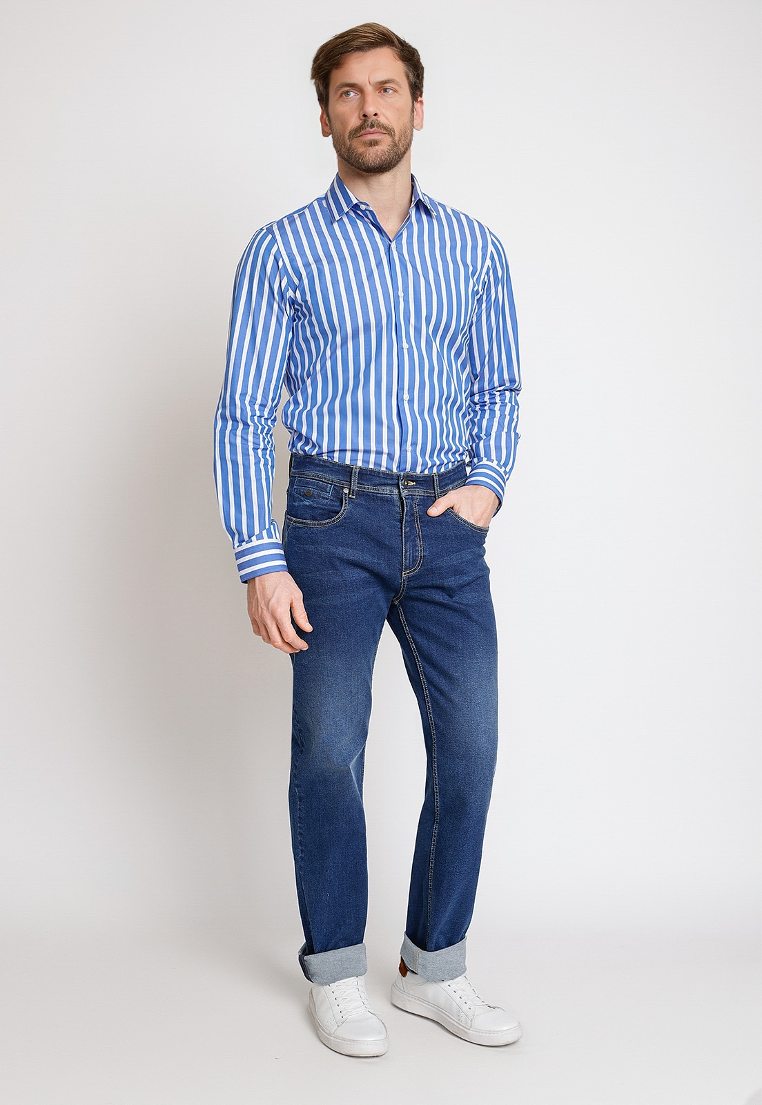 JEANS HOMBRE ALGODON LISO REGULAR NADA AZUL MEDIO - 4