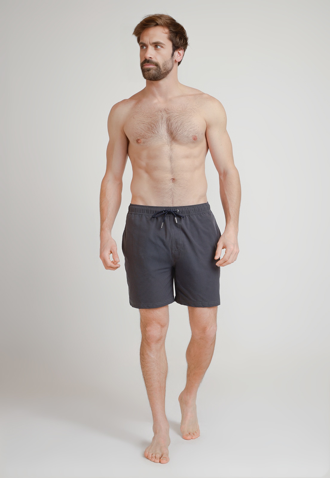 TRAJE DE BAÑO HOMBRE POLIE STER LISO SLIM JUSTINO AZUL MARINO - 4