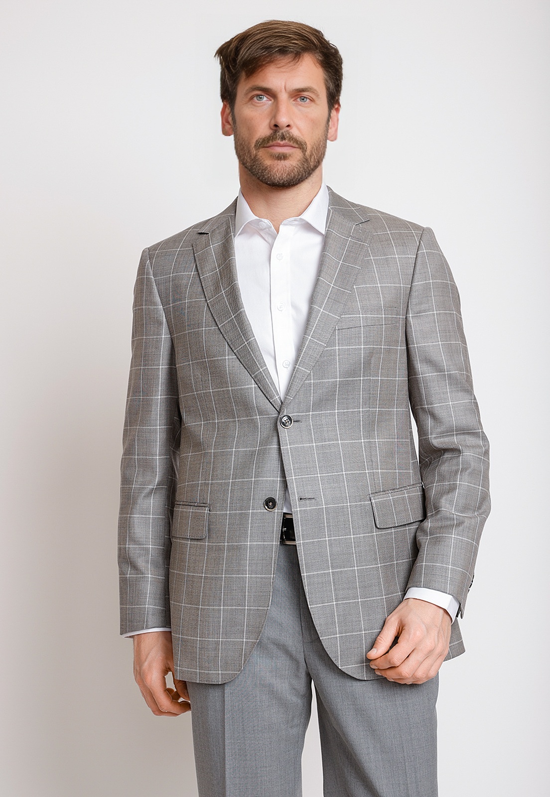 CHAQUETA FORMAL HOMBRE LANA S100'S CUADROS REGULAR CLASSIC GRIS - 1