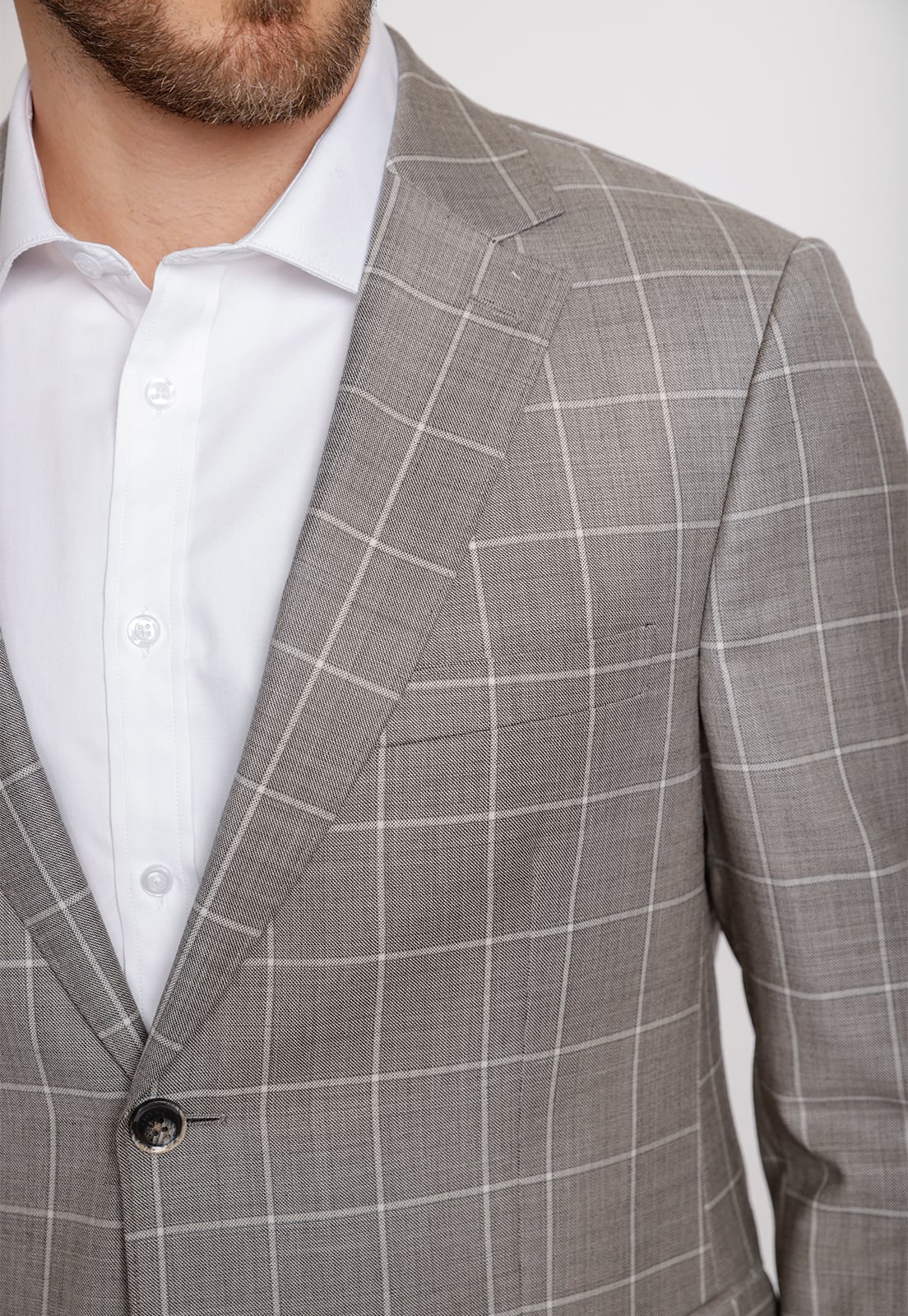 CHAQUETA FORMAL HOMBRE LANA S100'S CUADROS REGULAR CLASSIC GRIS - 3