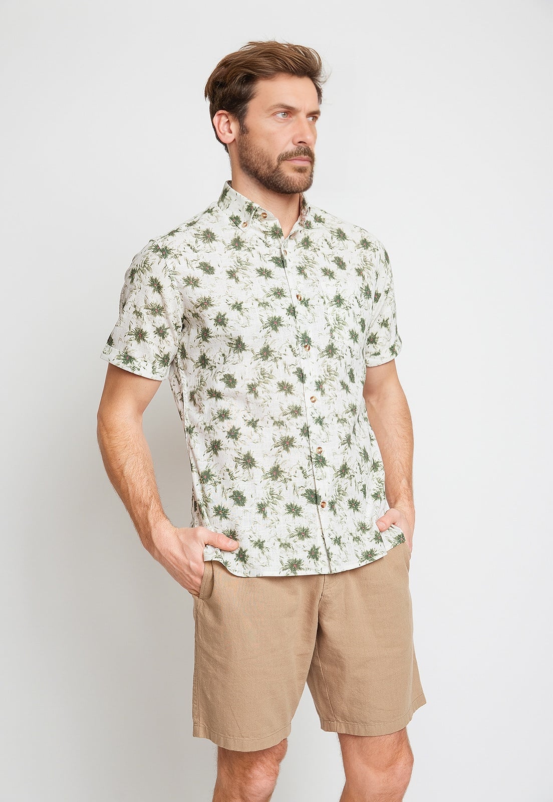 CAMISA HOMBRE ALGODON ESTAMPADA SLIM BUCK BLANCO - 1