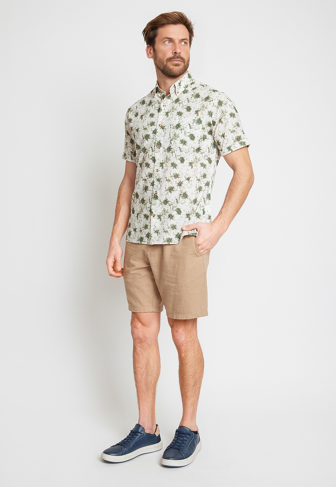 CAMISA HOMBRE ALGODON ESTAMPADA SLIM BUCK BLANCO - 4