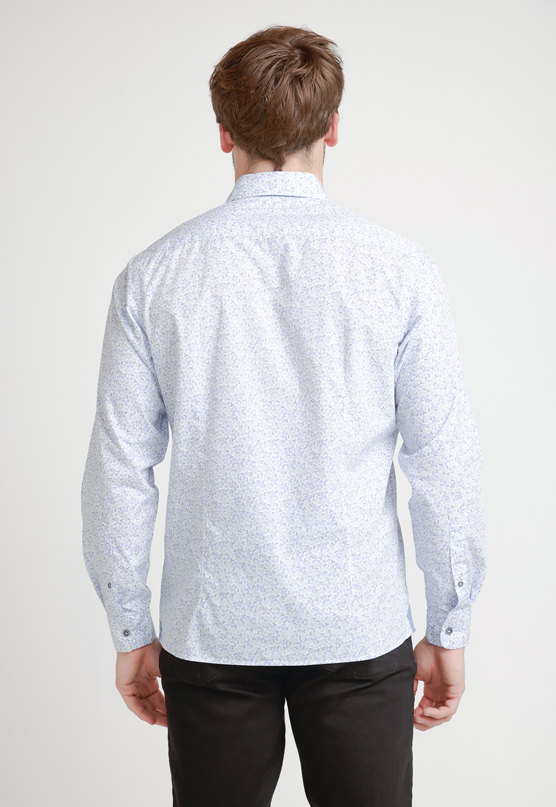 CAMISA ALGODÓN HOMBRE TRIAL BLANCO/CELESTE ESTAMPADA SLIM BAYMAX - 2