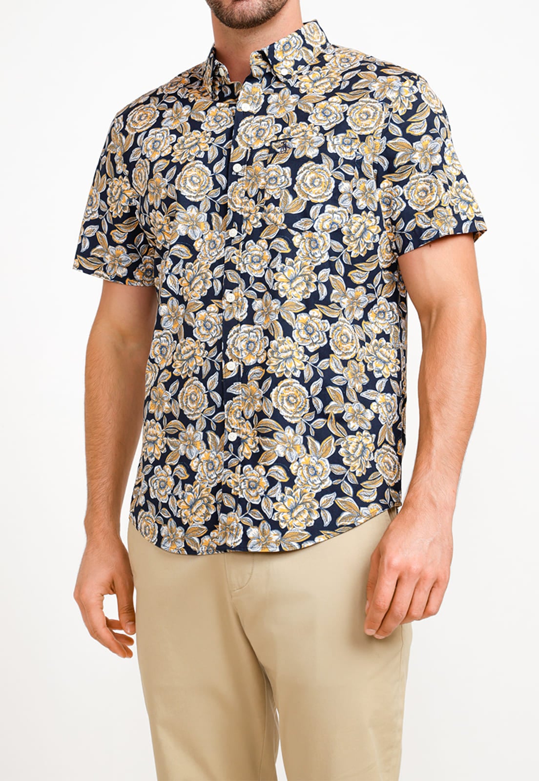 CAMISA ALGODÓN HOMBRE ORIGINAL PENGUIN MOSTAZA ESTAMPADO - 1