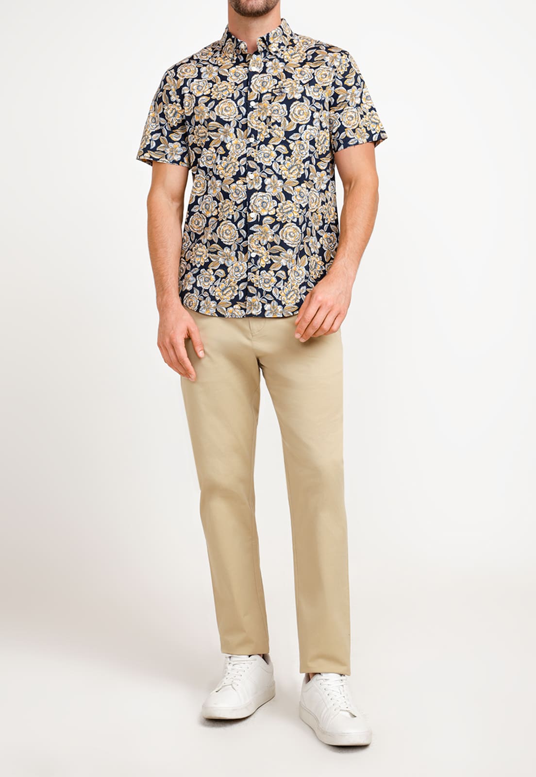 CAMISA ALGODÓN HOMBRE ORIGINAL PENGUIN MOSTAZA ESTAMPADO - 4