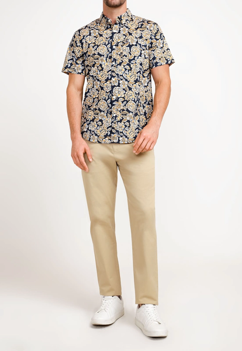 CAMISA ALGODÓN HOMBRE ORIGINAL PENGUIN MOSTAZA ESTAMPADO - 4