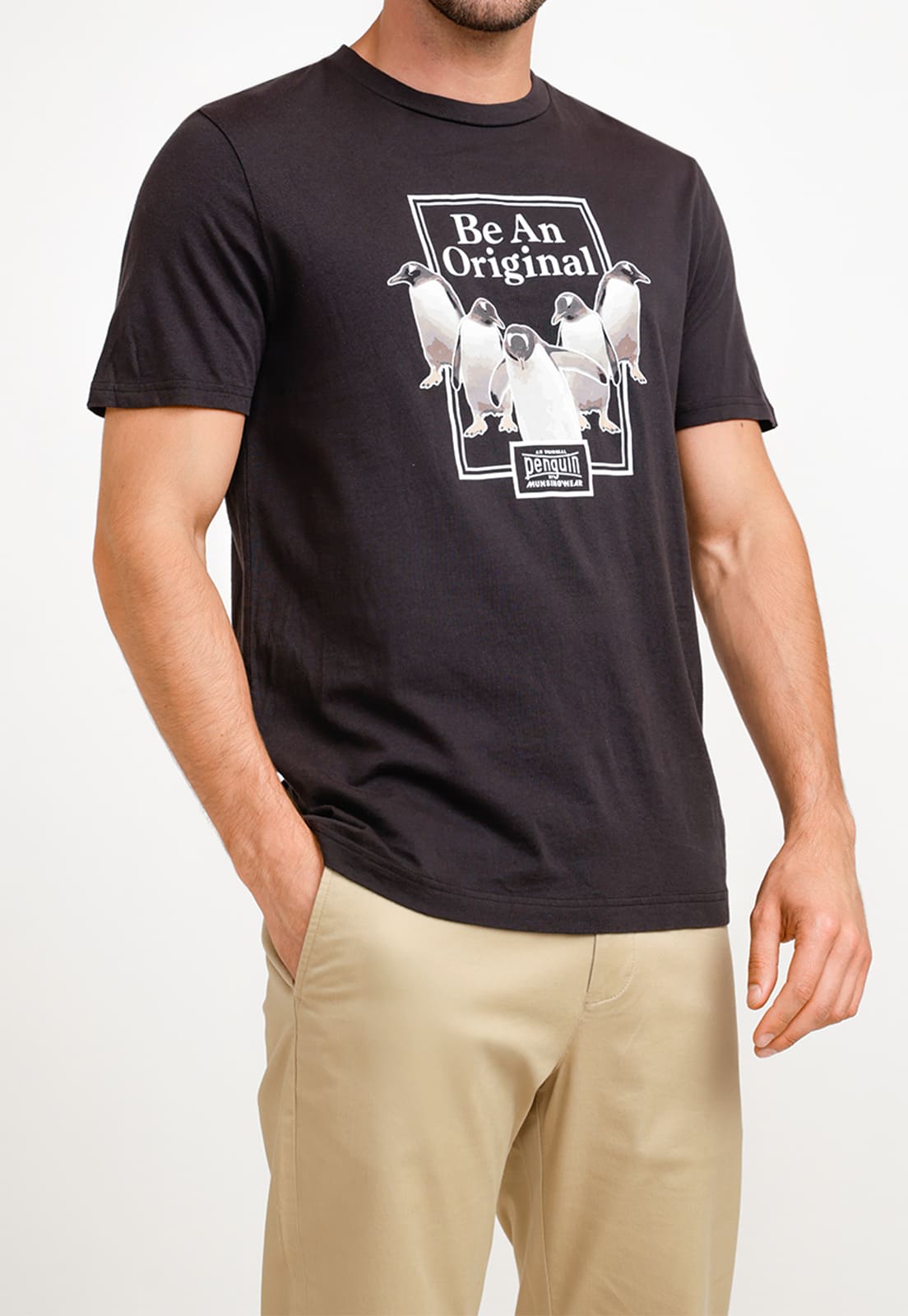 POLERA ALGODÓN HOMBRE ORIGINAL PENGUIN NEGRO ESTAMPADO - 1
