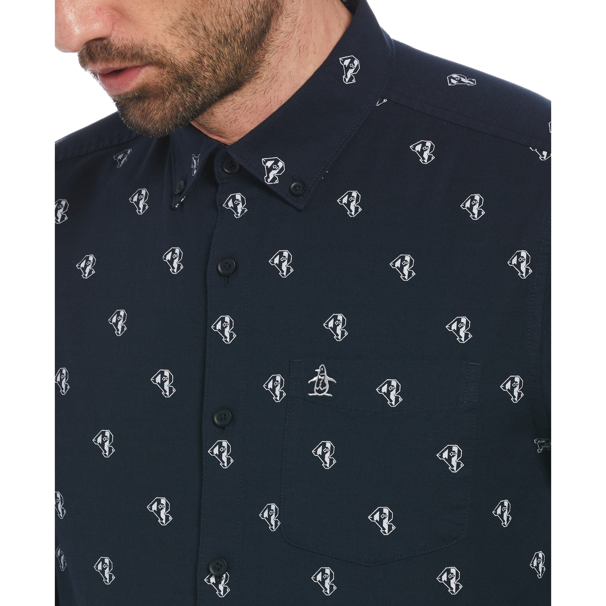 CAMISA ALGODÓN HOMBRE ORIGINAL PENGUIN AZUL MARINO ESTAMPADO NAVY - 2